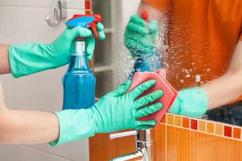 Deep cleaning bathroom tiles and fixtures