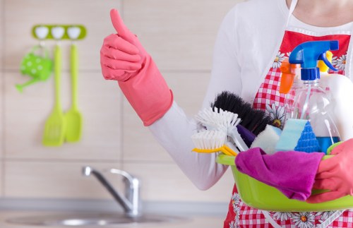 Detail-oriented office cleaning service in action
