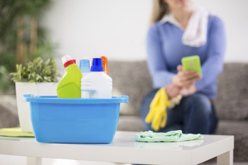 Professional cleaning team maintaining office hygiene